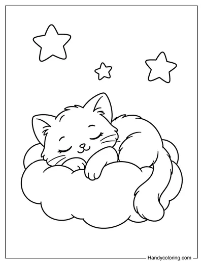 Cat Sleeping on a Fluffy Cloud