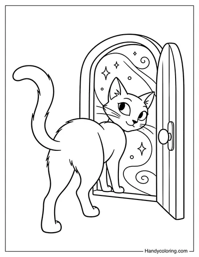 Cat Stepping Through the Secret Door