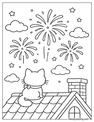 Cat Watching Fireworks
