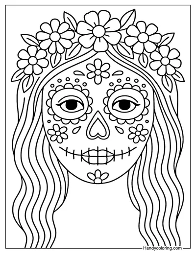 Catrina Face Coloring Page