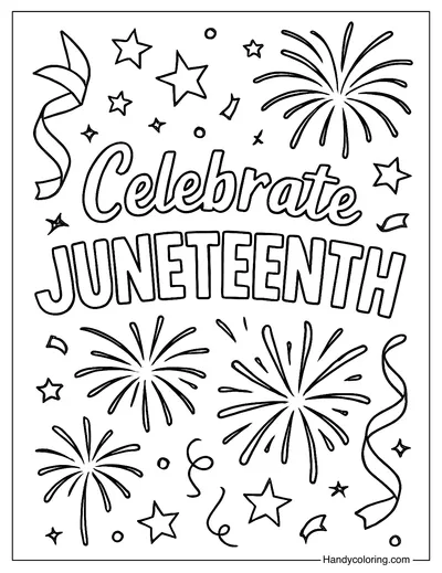 Celebrate Juneteenth Typography Coloring Page