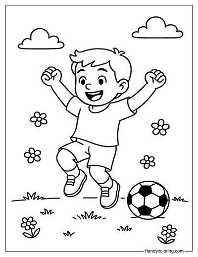 Celebrating Goal Dance Coloring Page