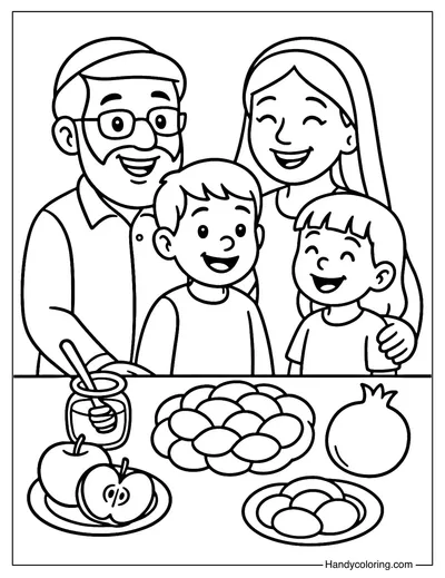 Celebrating Rosh Hashanah Coloring Page