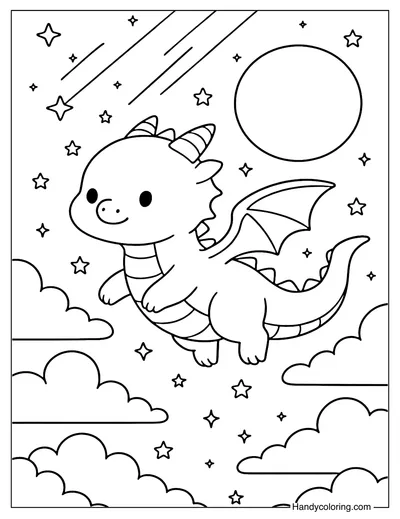 Celestial Dragon Wonder Coloring Page