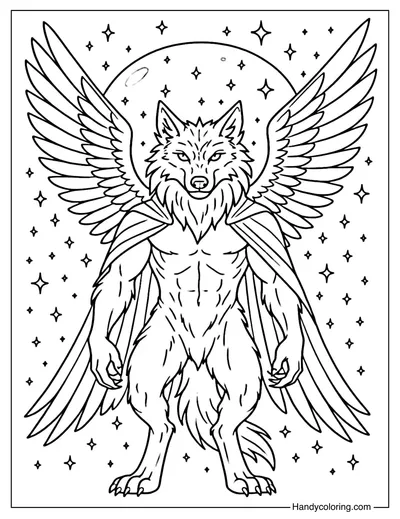 Celestial Werewolf Coloring Page