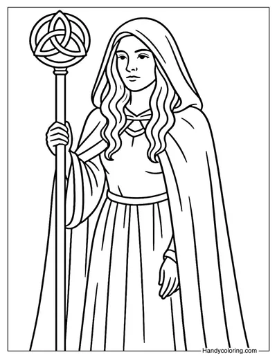 Celtic Priestess Coloring Page