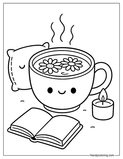 Chamomile Tea Cozy Coloring Page