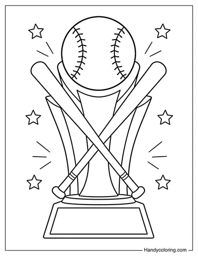 Championship Trophy with Crossed Baseball Bats