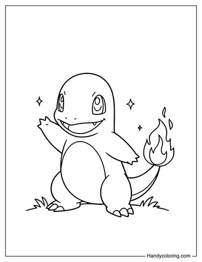 Charmander Waving with Flaming Tail