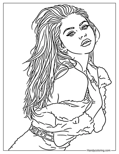 Charming Selena Gomez Coloring Page