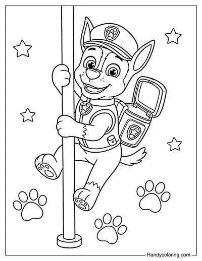 Chase Sliding Down the Fire Pole