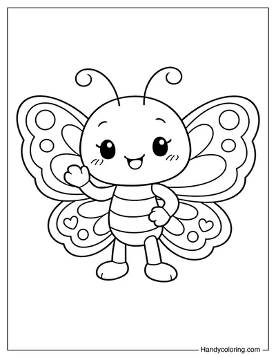 Cheerful Butterfly Waving Hello