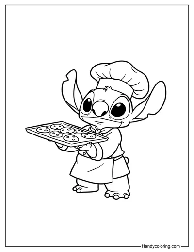Chef Stitch Coloring Page