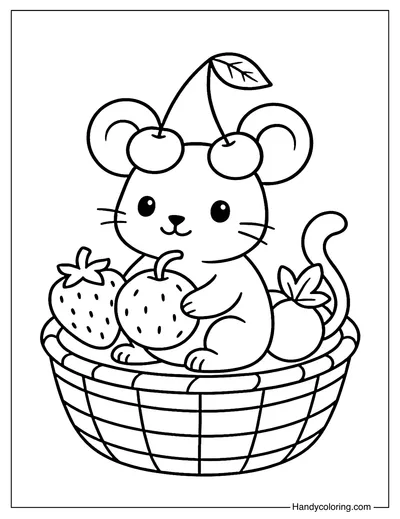 Cherry Mouse Coloring Page