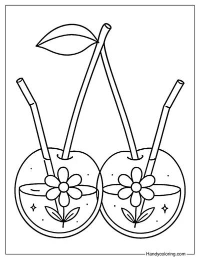 Cherry Twin Splash Coloring Page