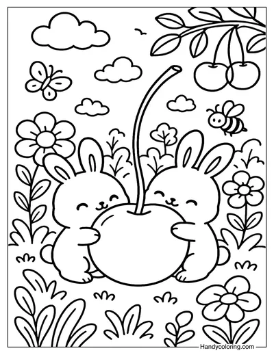 Cherry Twins Coloring Page