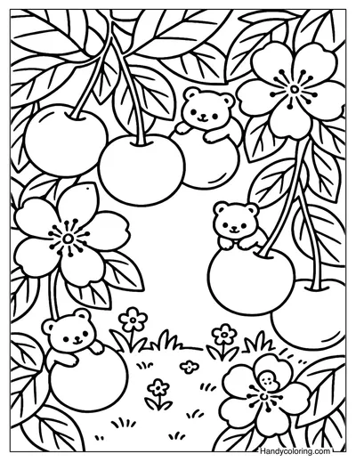Cherry Wonderland Coloring Page