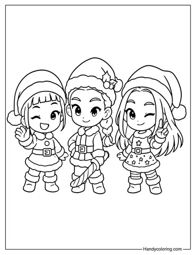 Chibi Huntrix in Christmas Outfits
