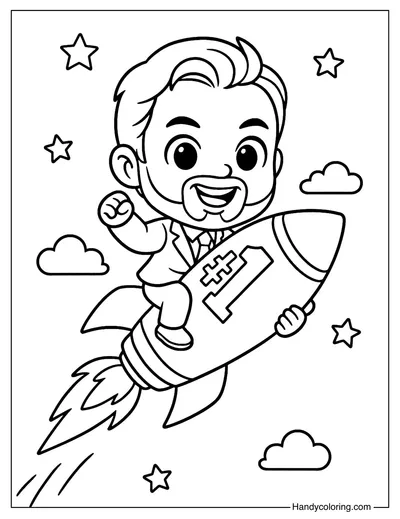 Chibi Larry Ellison Coloring Page