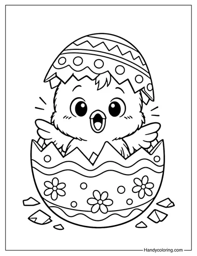 Chick Hatching from Easter Egg