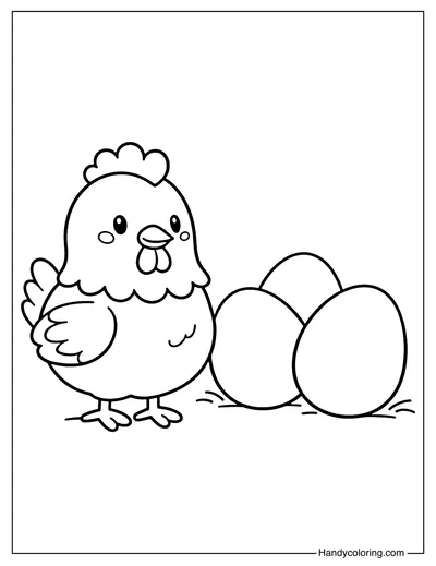 Chicken with Eggs Color Page