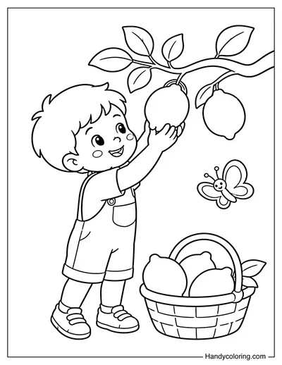 Child Picking Lemons