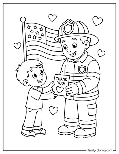 Child Thanking a Firefighter