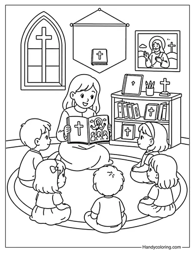 Children Listening to Bible Story in Church
