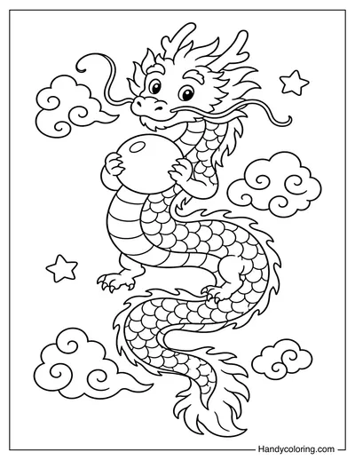 Chinese Dragon Holding a Pearl