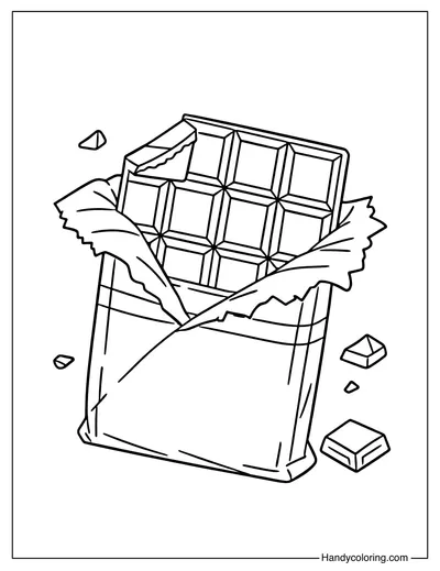 Chocolate Bar Coloring Page for Kids