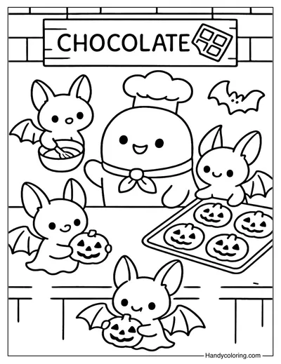 Chocolate Bat Bakery Coloring Page