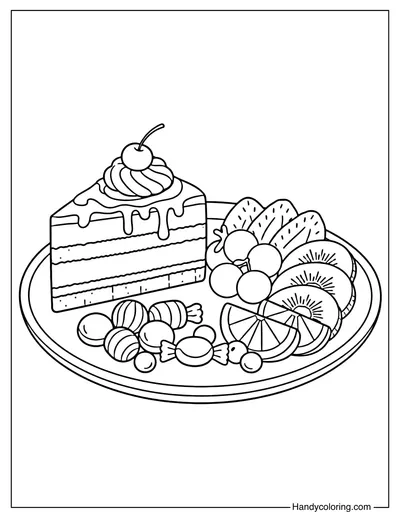 Chocolate Dessert Plate Coloring Page