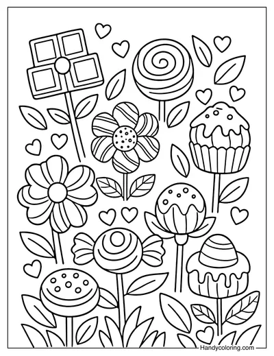 Chocolate Flower Garden Coloring Page