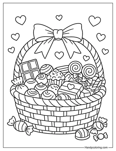 Chocolate Gift Basket Coloring Page
