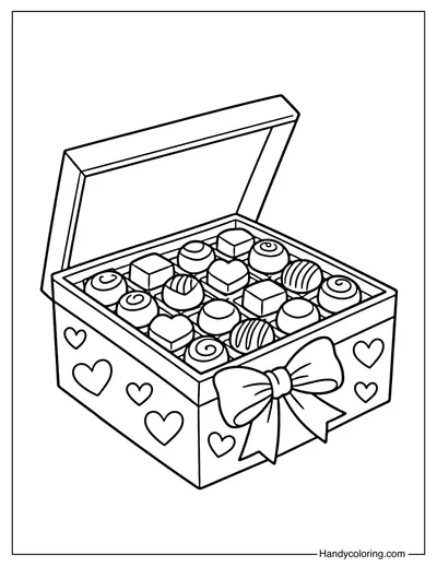 Chocolate Gift Box Coloring Page