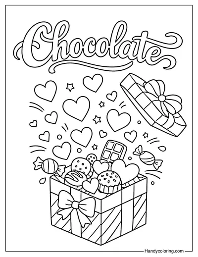 Chocolate Gift Coloring Page