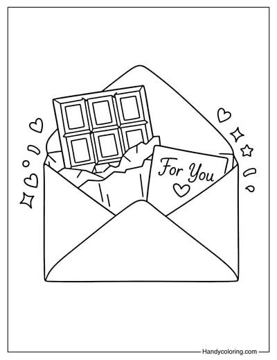 Chocolate Gift Envelope Coloring Page
