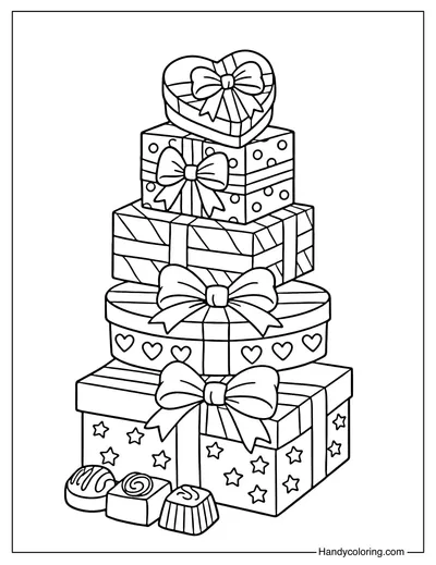 Chocolate Gift Tower Coloring Page
