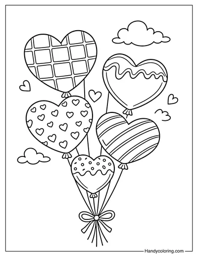 Chocolate Heart Balloons Coloring Page