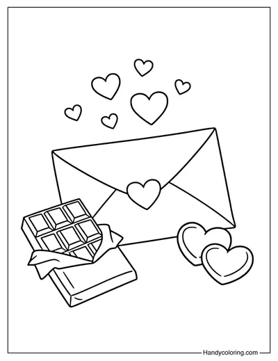 Chocolate Love Letter Coloring Page