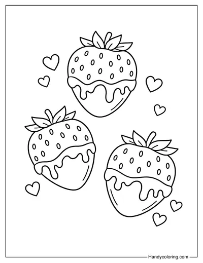 Chocolate Strawberry Coloring Page