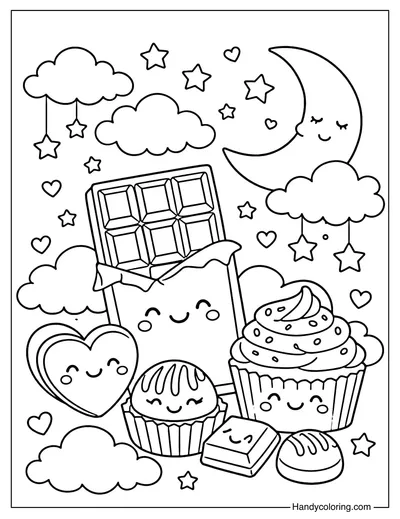 Chocolate Sweet Dreams Coloring Page
