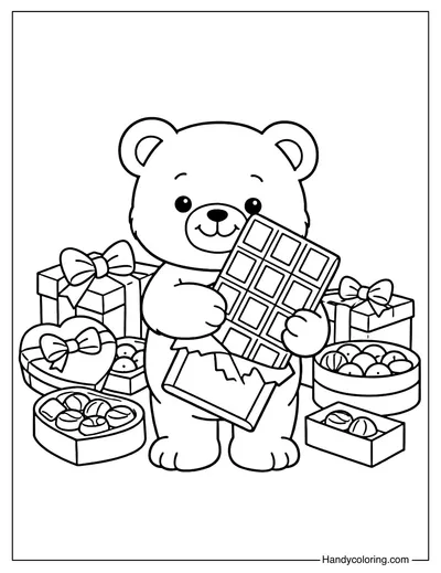 Chocolate Teddy Bear Coloring Page