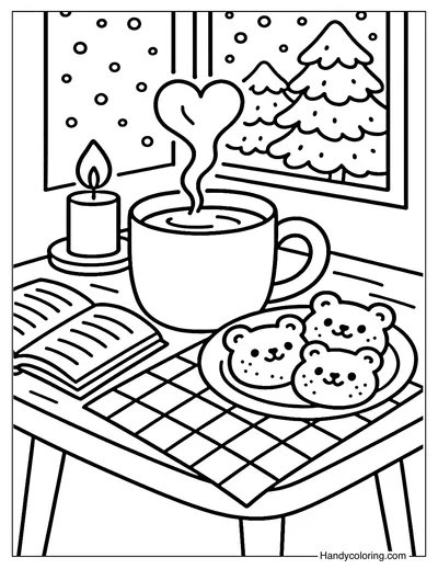 Chocolate with Cookies Coloring Page