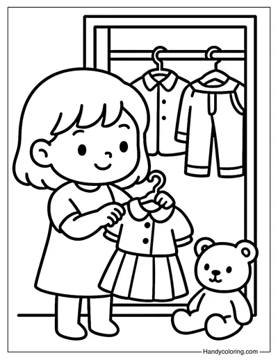 Choosing Outfit Coloring Page