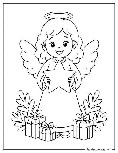 Christmas Angel Holding a Star