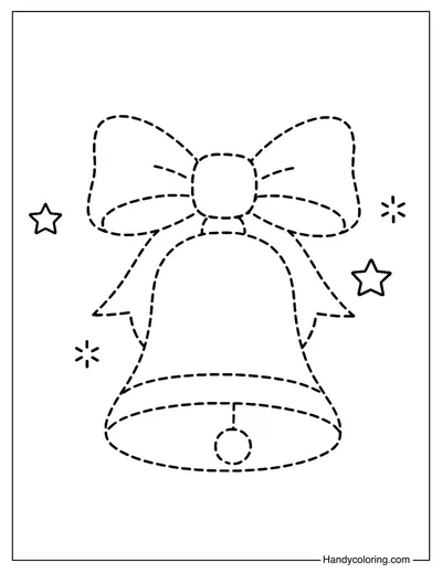 Christmas Bell Tracing Coloring Page
