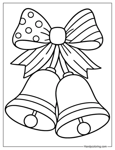 Christmas Bells with Bow Coloring Page
