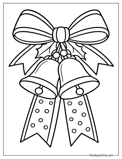 Christmas Bow with Bells Coloring Page