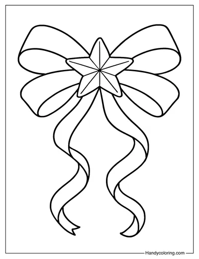 Christmas Bow with Star Coloring Page
